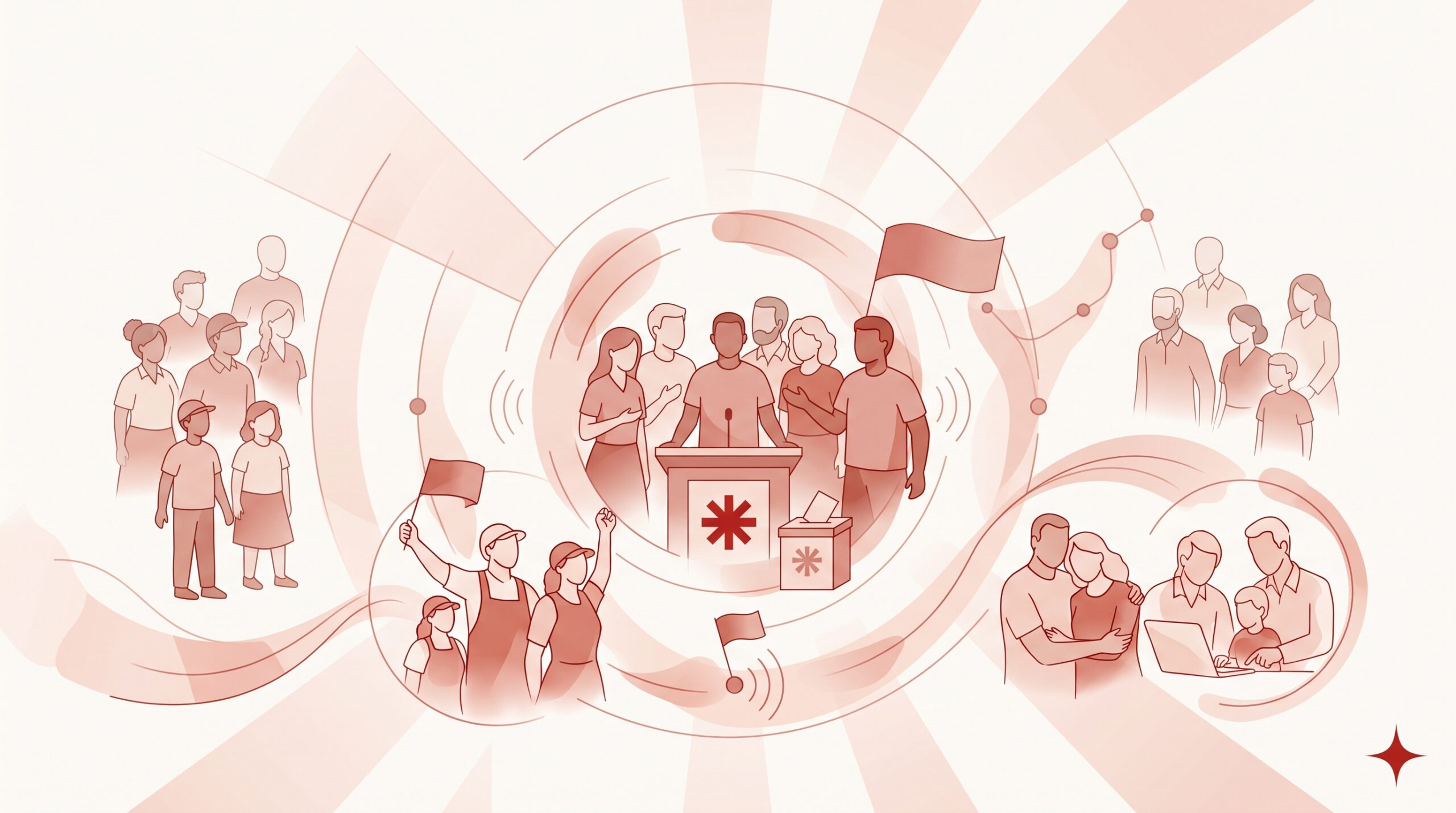 Ilustração da edição: assembleia, atendimento e vínculo sindical